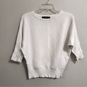 Love at First Find Ribbed Crewneck Dolman Shirt White Womens Small